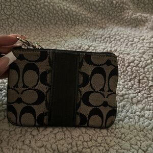 Coach Black and Tan Monogram Coin Purse